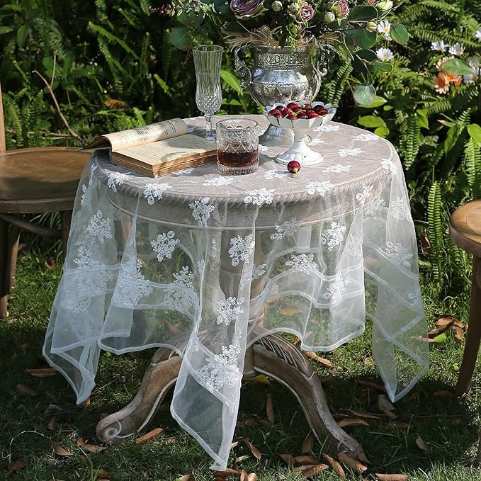 patdrea Designer White Lace Elegant Tablecloth - Image 8