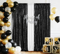 Juya Delight 2Pcs 2ftx8ft Black Shimmer Sequin Backdrop Curtains by JuyaDelight
