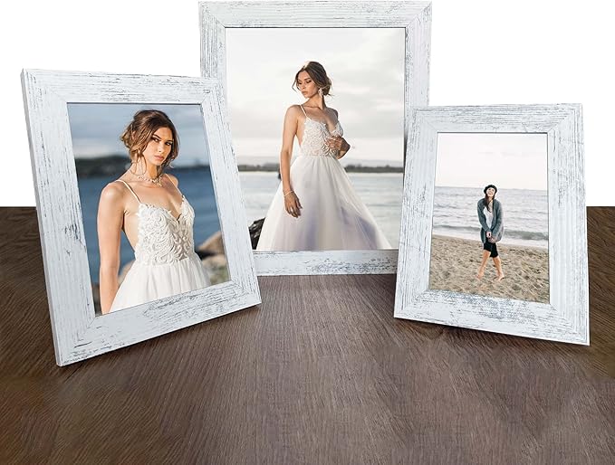 5x7 Picture Frame Set of 4, High Definition Glass Distressed White Frame - Image 3