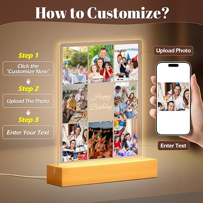 Custom Picture Frames with Photo, Personalized Collage Photo Frame with Night - Image 2