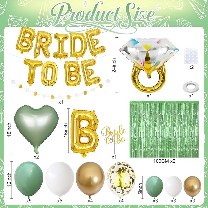 Sage Green Bachelorette Party Decorations, Bride To Be Helium Mylar Foil Letter - Image 4