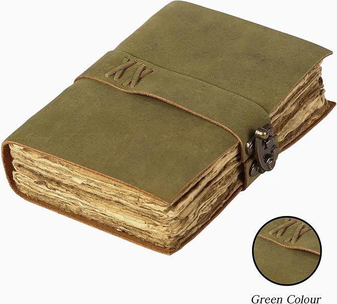 Vintage Leather Journal Handmade Buffalo Non-Refillable Deckle Edge Paper – - Image 2