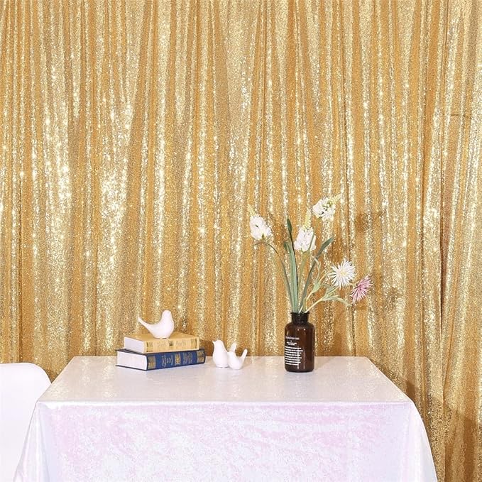 SquarePie Sequin Backdrop 8FT x 8FT Gold Curtain Background - Image 2