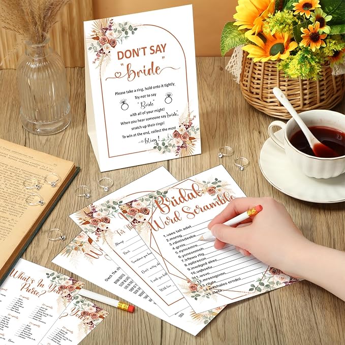 Estune 331 Pcs Bridal Shower Games Supplies, 5 Sets 250 Pcs Wedding Cards 1 Put - Image 2