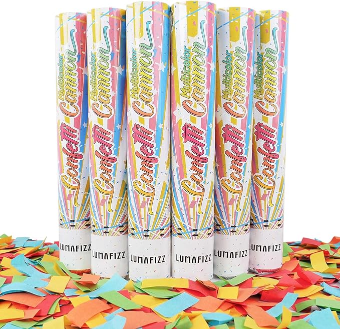 12 InchConfetti Biodegradable [6 Pack Confetti Cannons | Multicolor Confetti by Unknown