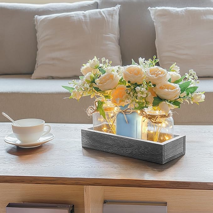 Mkono Mason Jar Lights Centerpiece Table Decor - Image 3