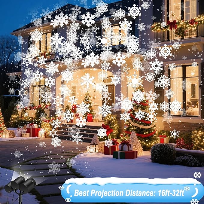 Christmas Snowflake Projector Lights Outdoor, Timing Mode Upgrade 3-Head - Image 9