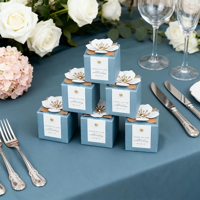 FEIYI 20 PCS Candy Boxes, 3 In 1 Dusty Blue Favor Boxes - Image 8