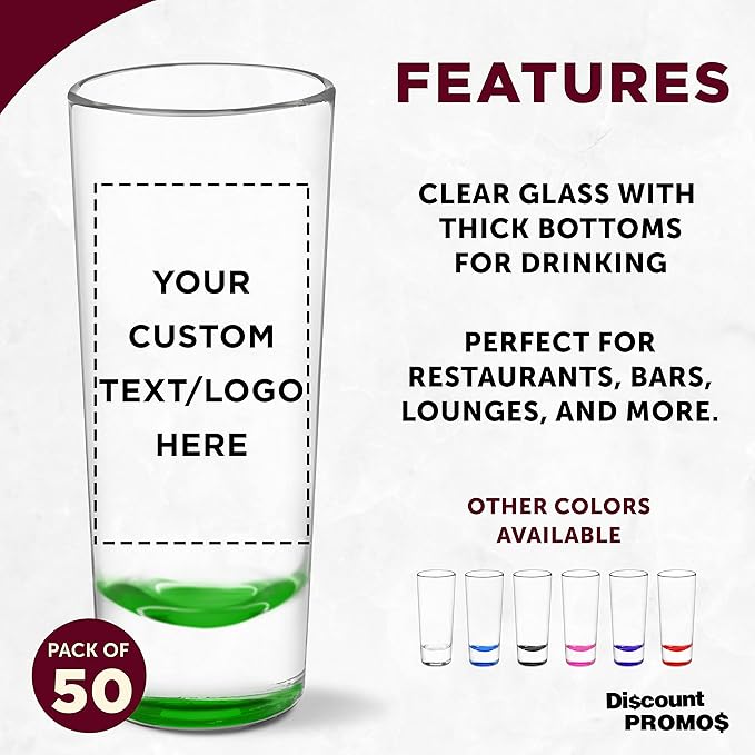 Custom Cordial Shooter Shot Glasses 2 oz. Set of 50, Personalized Bulk Pack - Image 2