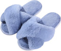 Evshine Women's Fuzzy Slippers Cross Band Memory Foam House Slippers Open Toe by Evshine