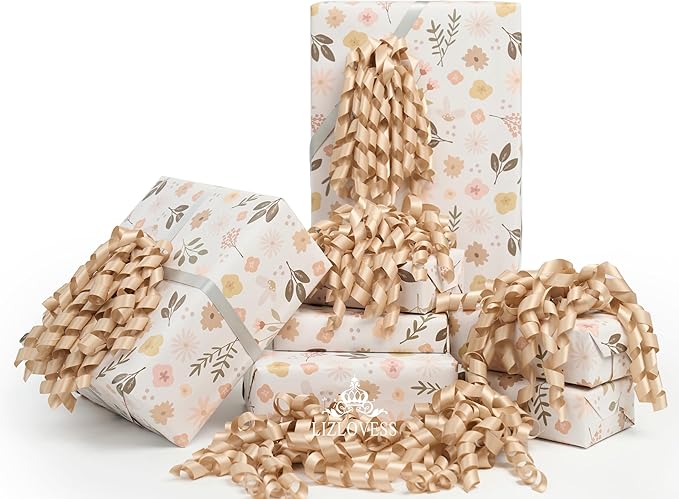 6 Inch Champagne Curly Bows for Gift Wrapping Set of 6, Self Adhesive Bows - Image 3