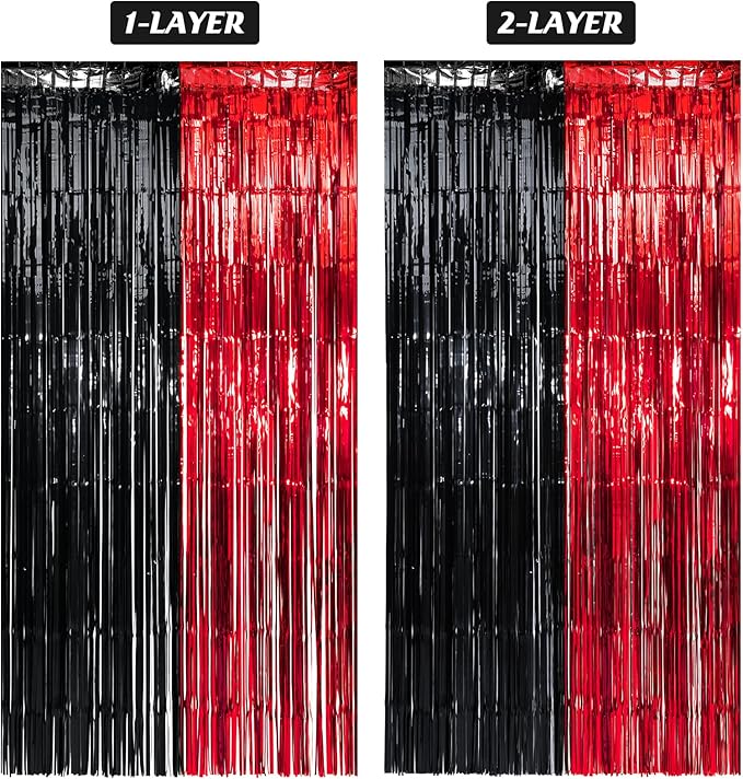 3 Pack 3.3Ft x 6.6Ft Graduation Foil Fringe Curtain Backdrop Decorations - Image 5