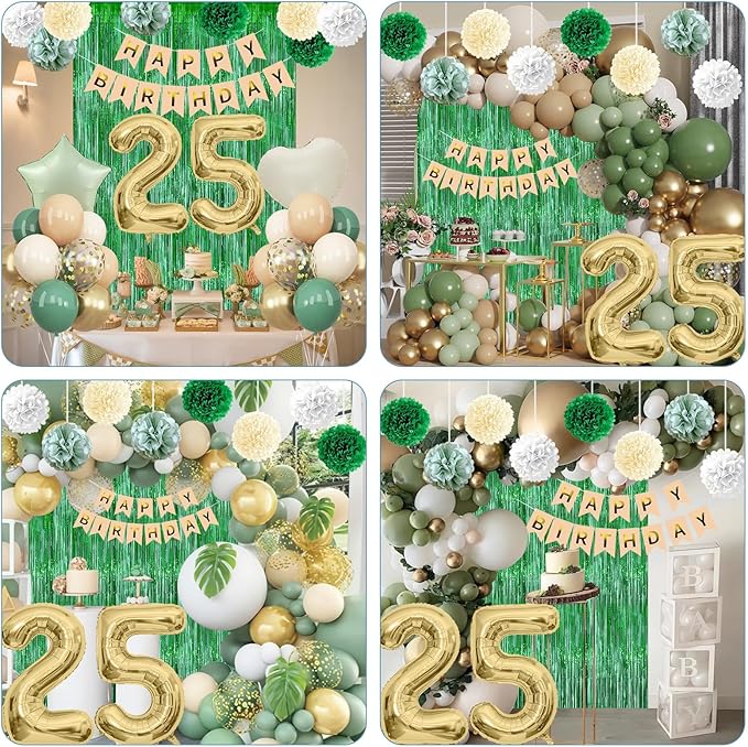 Sage Green 25th Birthday Decorations - Image 5
