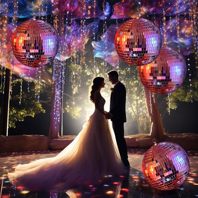 4 Pack Large Disco Ball Silver Hanging Disco Balls Reflective Mirror Ball - Image 7