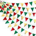 Christmas Party Decorations Triangle Pennant Banner Flag Red Green Gold by pinkblume