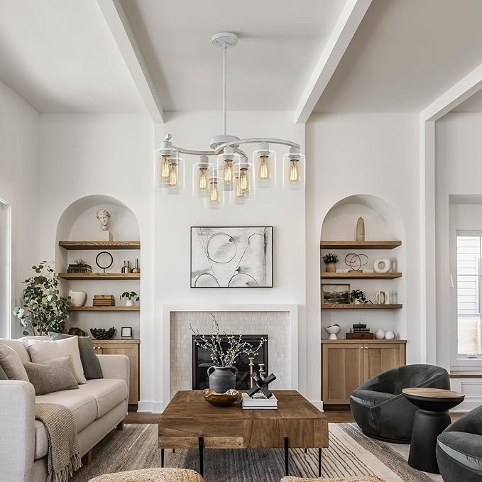 9-Light Antique White Chandelier - Image 4