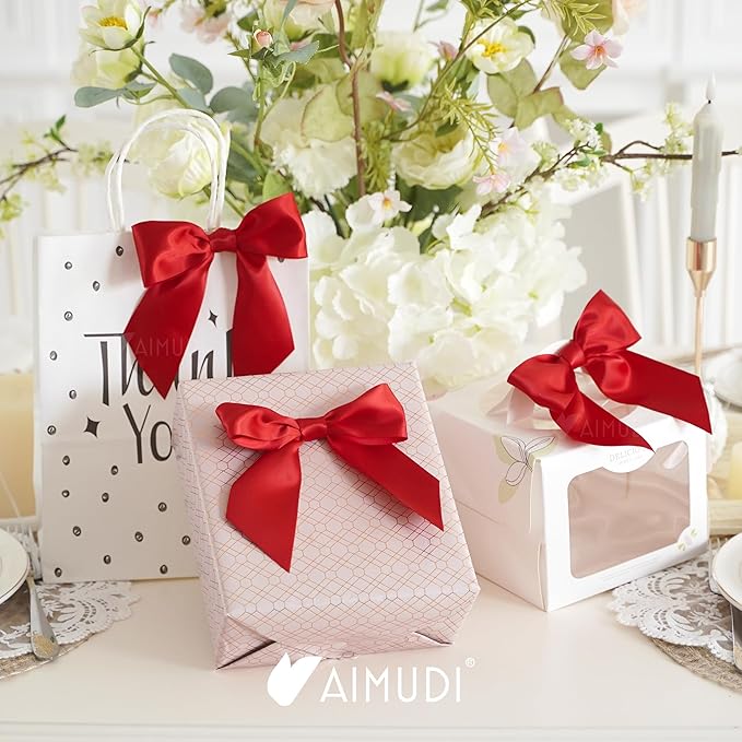 AIMUDI Red Satin Bows 5.5" Bows - Image 3