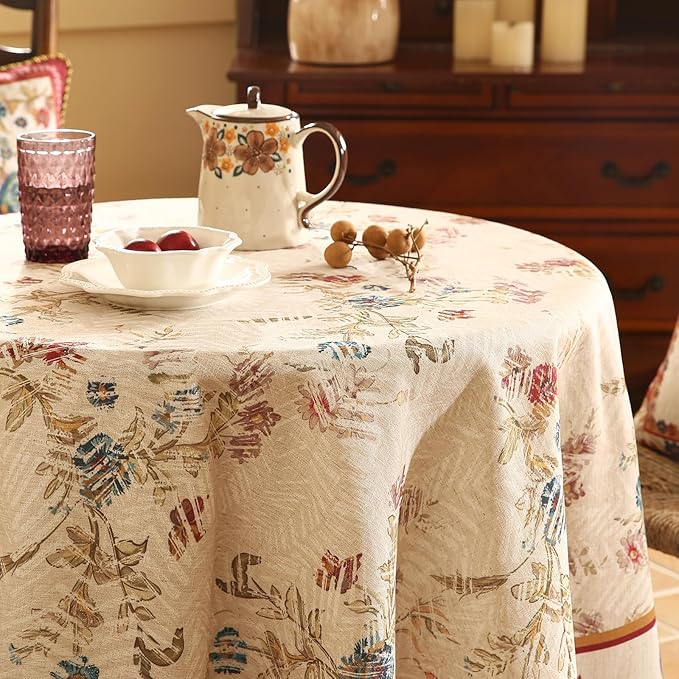 patdrea Designer Vintage Linen Small Round Tablecloth, Vintage Red Animals - Image 8