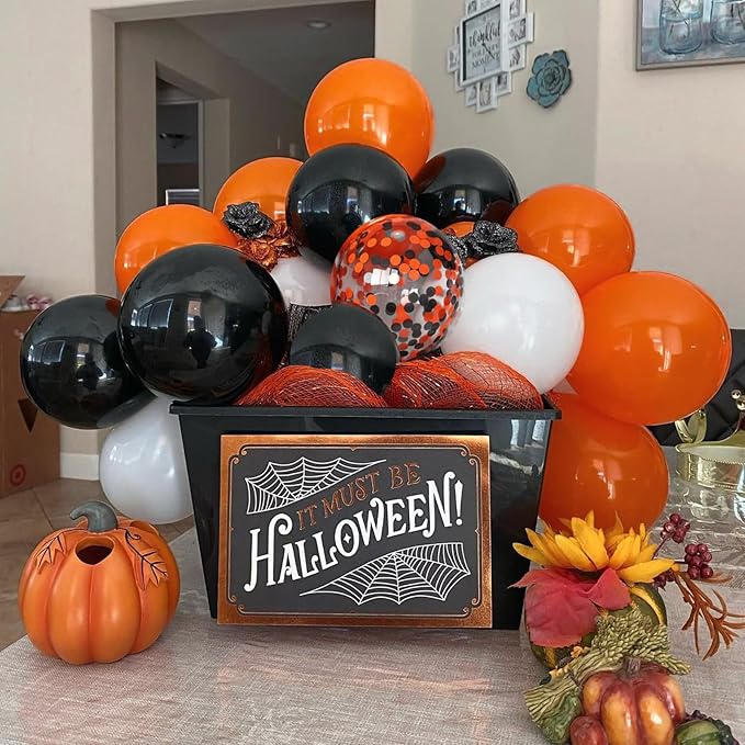 Halloween Black and Orange Balloons Set - Image 3