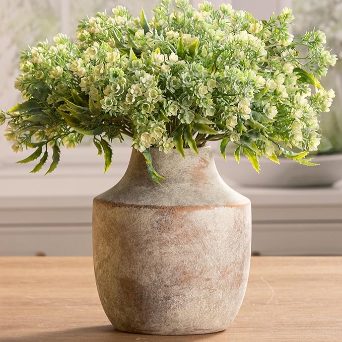 Mitt&Ditt Ceramic Flower Vase, 7.5 inch Off-White Farmhouse Rustic Vase by MittDitt