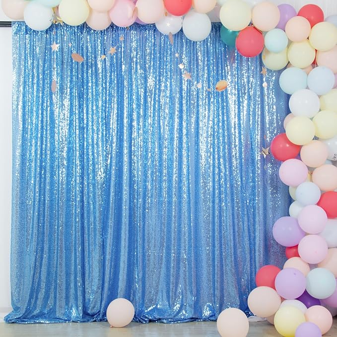 ShiDianYi Baby Blue Sequin Backdrop 8FTx10FT Photography Backdrops Light Blue by ShiDianYi