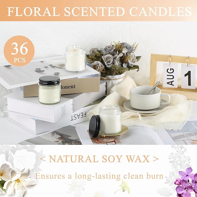 ACITHGL 36 Pcs 4oz Mini Mason Jar Candles Small Scented Candles Bulk - Image 4