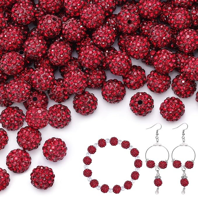 200pcs 10mm Dark Red Rhinestone Beads by TINKRSTUFF