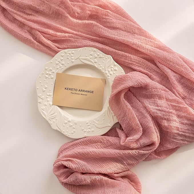 Table Runner Dusty Rose Cheesecloth Gauze 120 Inch 10 FT Rustic Boho Cheese - Image 4