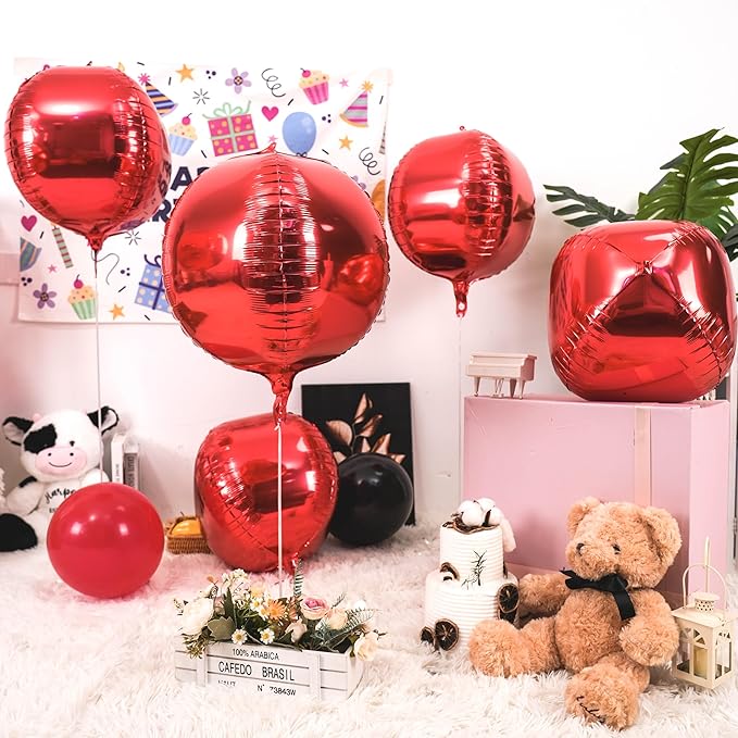 Red Giant 4D Foil Balloons, 22 Inch Big Round Foil Balloon - Image 2