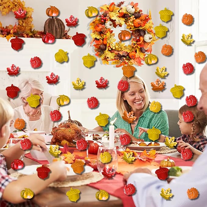 200 Pieces Fall Confetti, Thanksgiving Maple Leaves, Acorn Sprinkles Foil - Image 4
