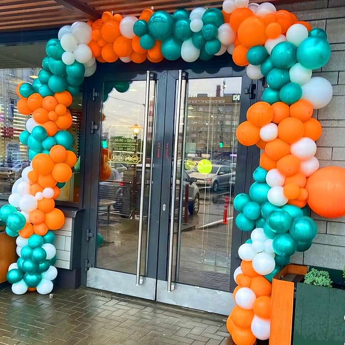 Blue and Orange Balloons, Retro Turquoise Teal Blue White Balloon - Image 3