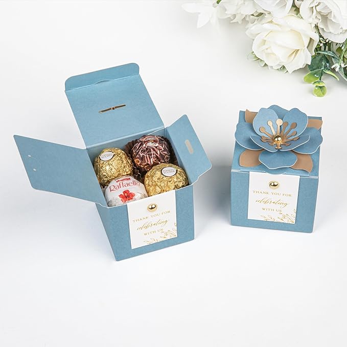 FEIYI 20 PCS Favor Boxes, 3 In 1 Dusty Blue Candy Boxes - Image 3