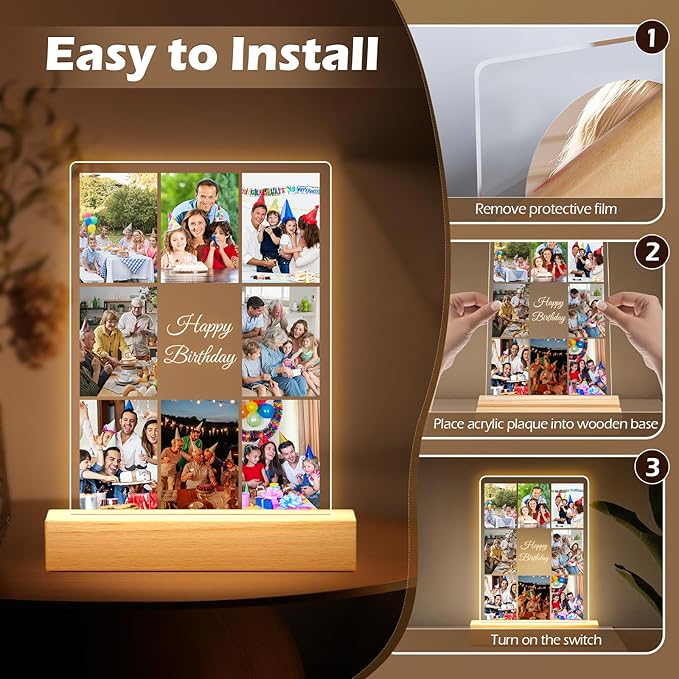 Custom Picture Frames with Photo, Personalized Collage Photo Frame with Night - Image 4