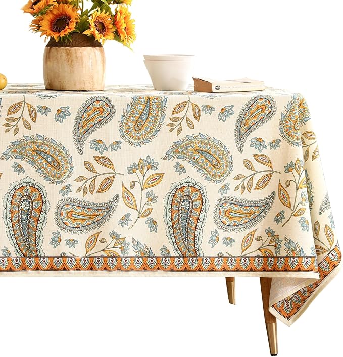 patdrea Designer Vintage French Rectangle Table Cloth, Italian Floral Wrinkle by Welcometopatdrea