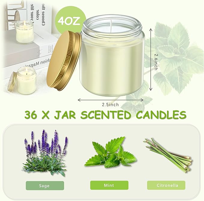 ACITHGL 36 Pcs 4oz Mini Mason Jar Candles Small Scented Candles Bulk - Image 2