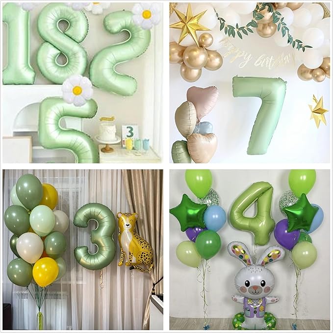 40 inch Olive Green Number 3 Balloon Large Jumbo Digit 3 Foil Helium Number - Image 7