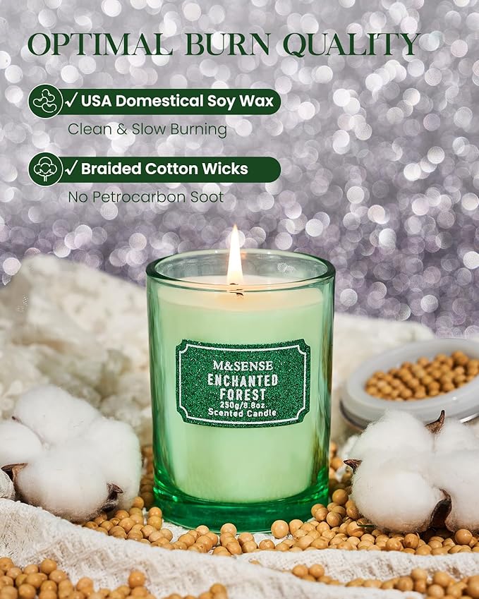 M&SENSE Cederwood Scented Candles, Classic Size 8.8 oz Glitter Jar Candle - Image 3