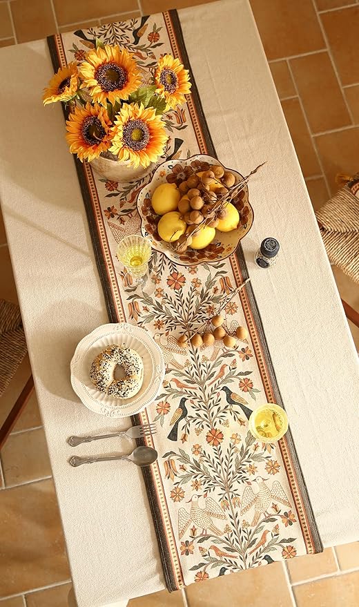 Decorative Linen Table Runner 71 Inches Long, Floral Print Rustic Runner - Image 7