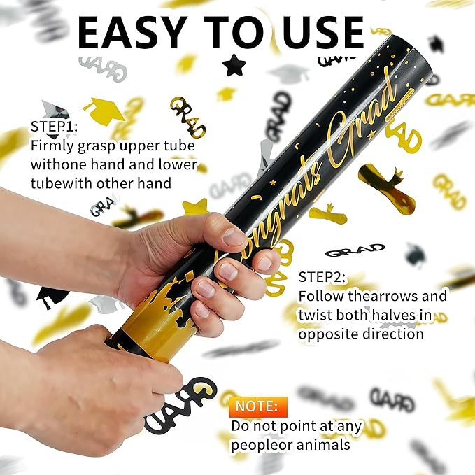 16 inch Graduation Confetti Poppers, Confettis Cannons Bulk - Image 2