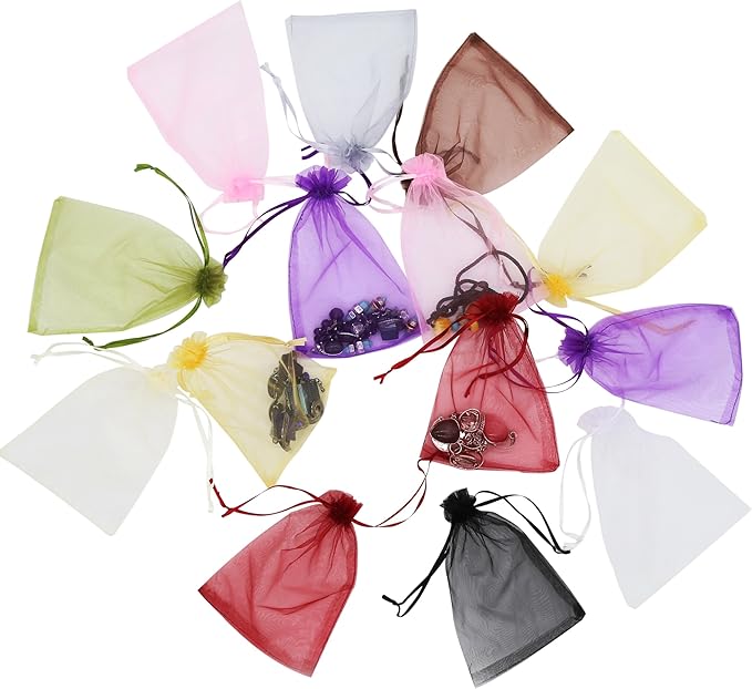 Wudygirl 100 PCS Drawstring Organza Bags 5X7 inches Jewelry Pouches Wedding - Image 3