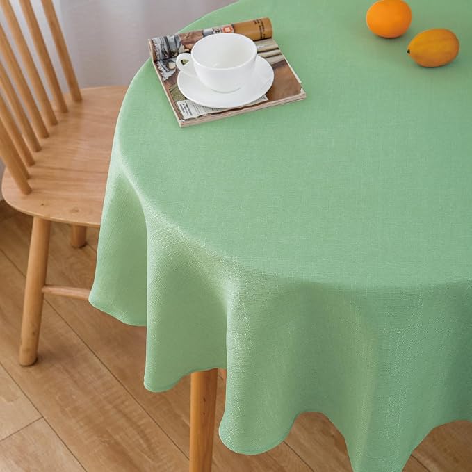 NLMUVW Light Green Round Tablecloth 36 Inch, Small Linen Table Cloth Rustic by NLMUVW