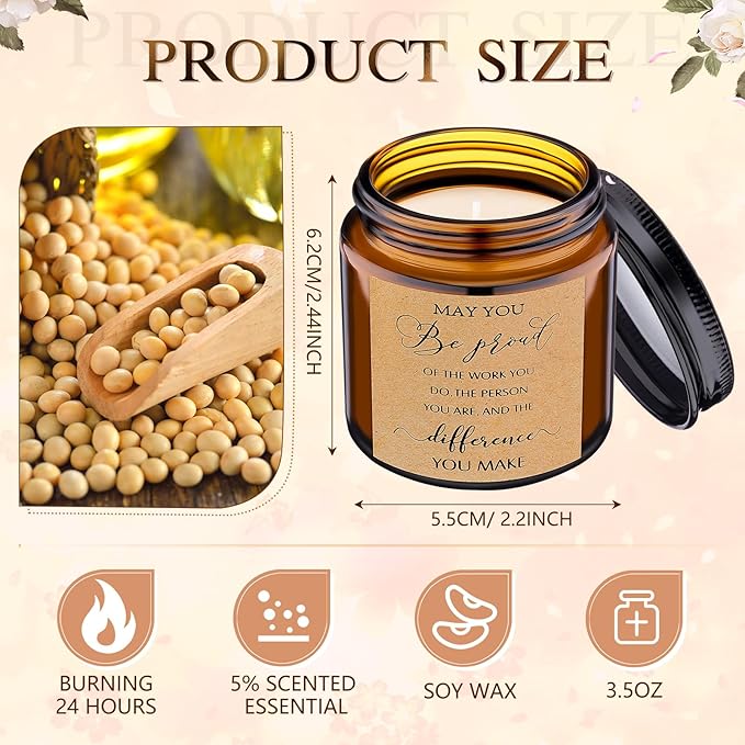 MTLEE 20 Pcs Thank You Gifts Candles 3.5 oz Employee Appreciation Inspirational - Image 2