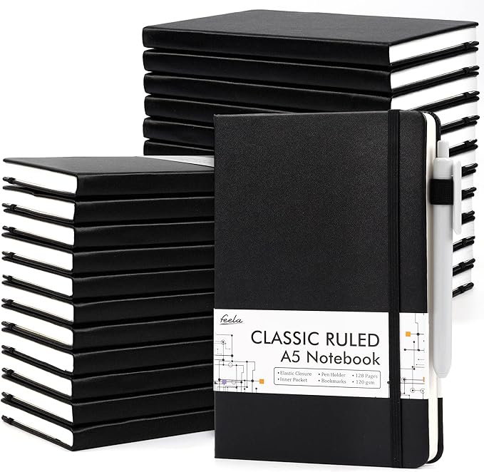 feela 24 Pack Journal Notebook for Work, Business Notebook Bulk Hardcover Lined by feela