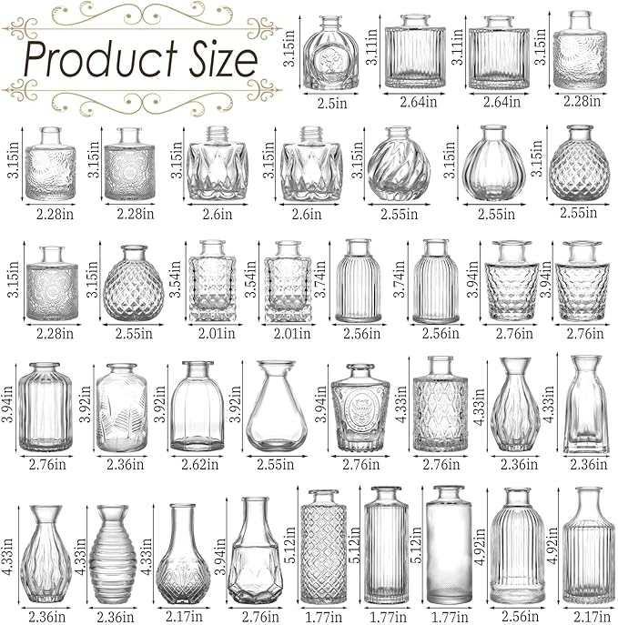 Clear Glass Bud Vases Set of 36, Mini Flower Vase - Image 6