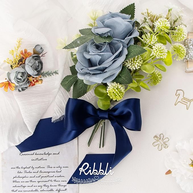Ribbli Navy Double Faced Satin Ribbon, 2” x Continuous 10 Yards, Use - Image 3