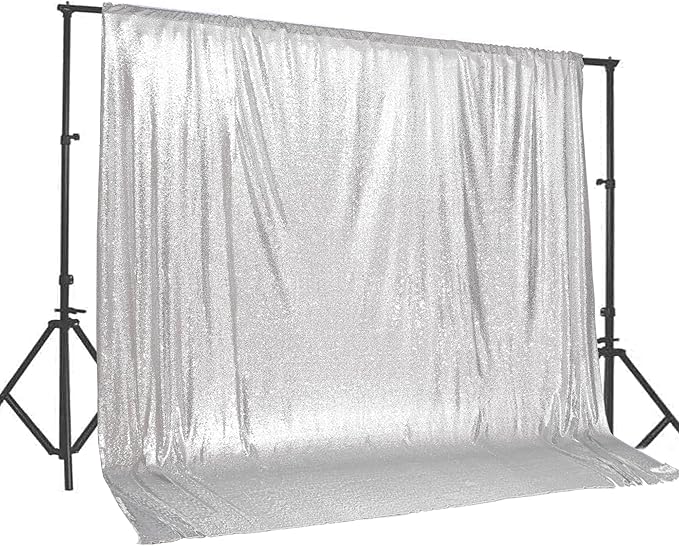 PartyDelight Silver Sequin Backdrop 20Ft x 10Ft Photography Wedding Backdrop by PartyDelight