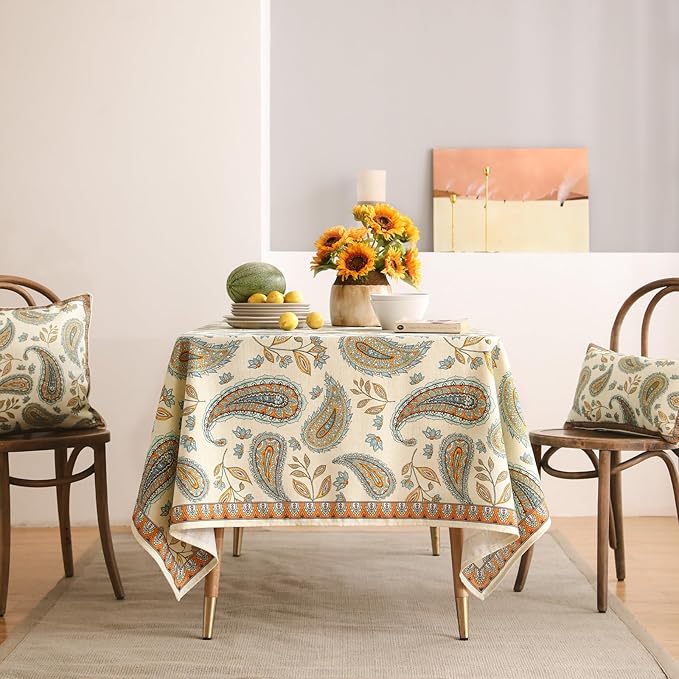 patdrea Designer Vintage French Rectangle Table Cloth, Italian Floral Wrinkle - Image 3