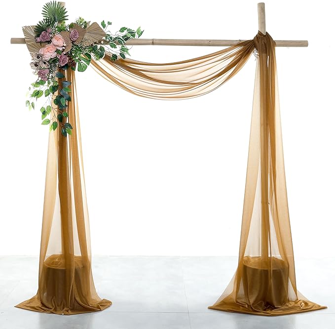 VDS Pack of 2 Panel Wedding Arch Draping Fabric Sheer Chiffon Fabric Drapery by VDS