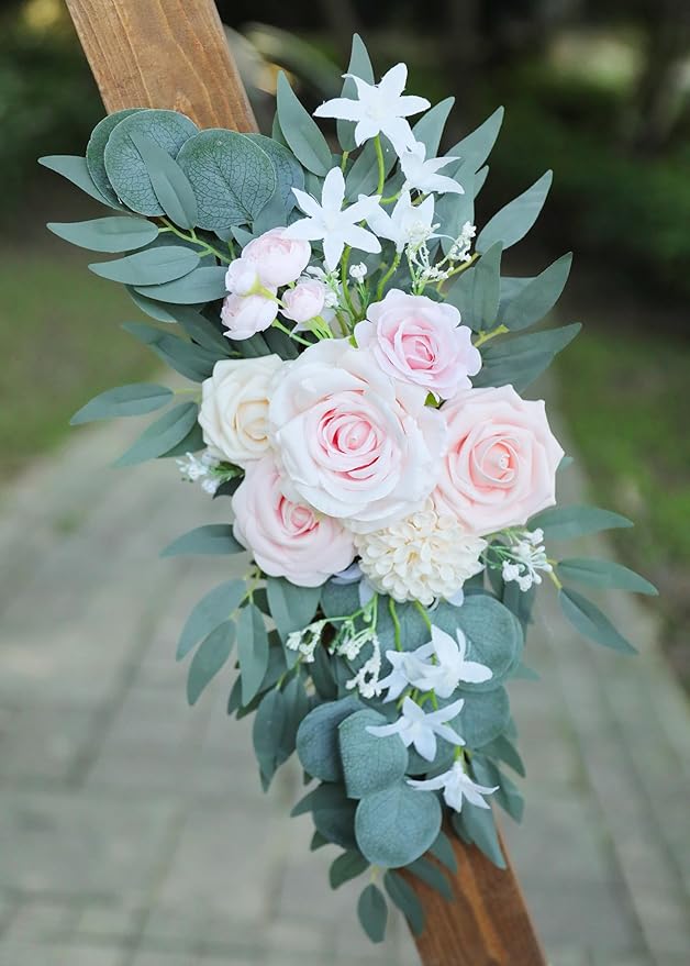 Artificial Pink Wedding Arch Flowers Swag Set of 2 - Image 8