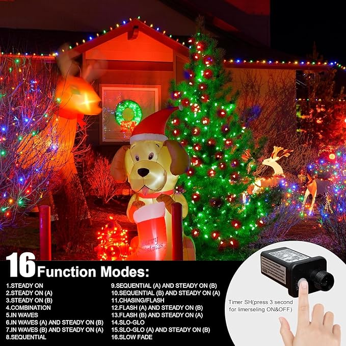 LAMPHOME 66ft Christmas Decorative Mini Lights, 200 LED Transparent Wire Fairy - Image 3